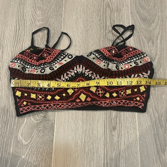 GUESS Womens Black Liberty Embroidered Crop Top Jet Size  XS - Picture 4 of 12